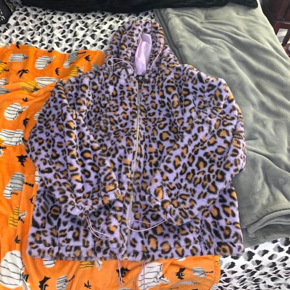 Purple Fur Leopard Jacket - Picture 1 of 5